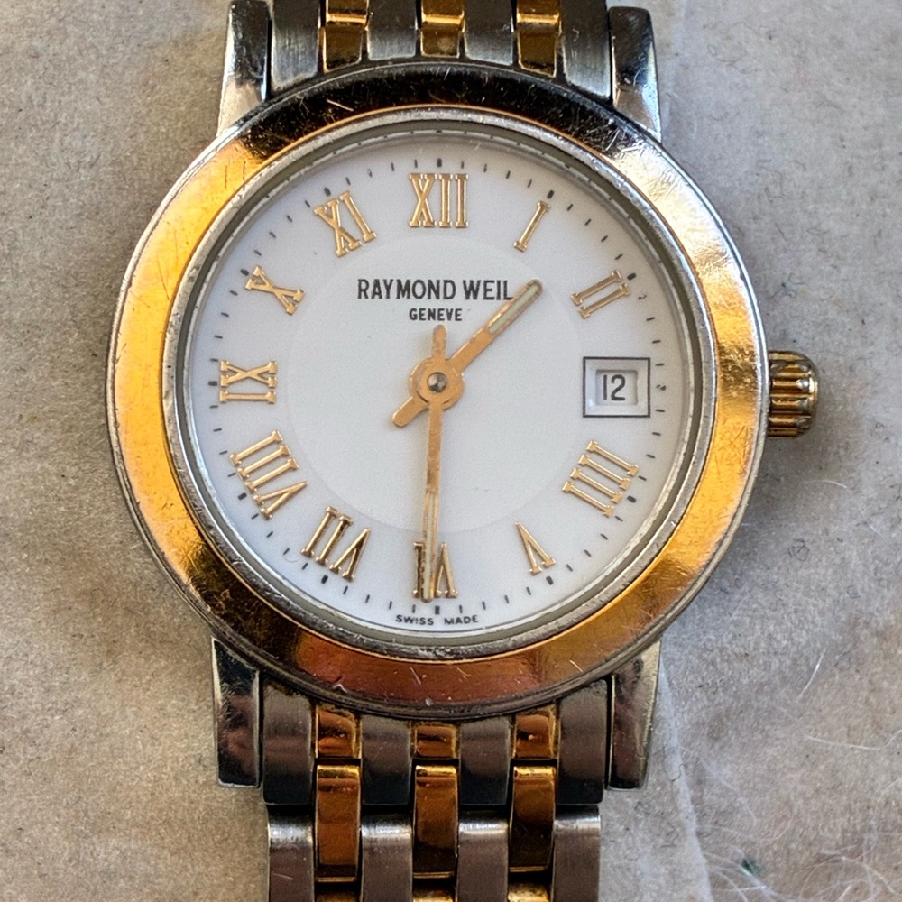 Raymond Weil Two-Tone Swiss Watch - White Dial, Gold Accents 25mm